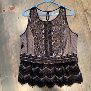 Loft black lace top size L